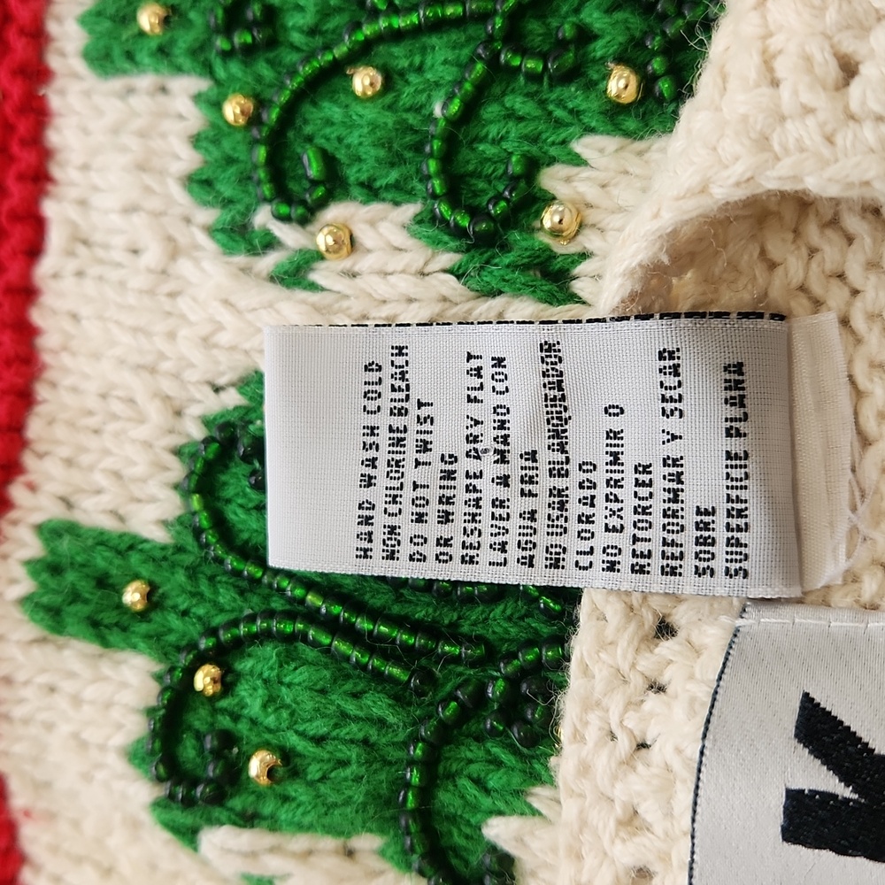 N.E.K. Vintage Christmas Holiday Knit Beaded Vest Womens Sz S - Picture 6 of 16